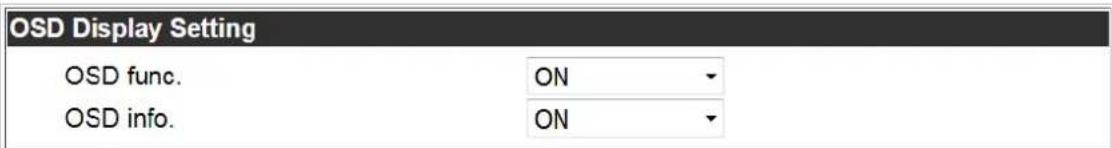 OSD Display Setting OSD func. ON OSD info. ON
