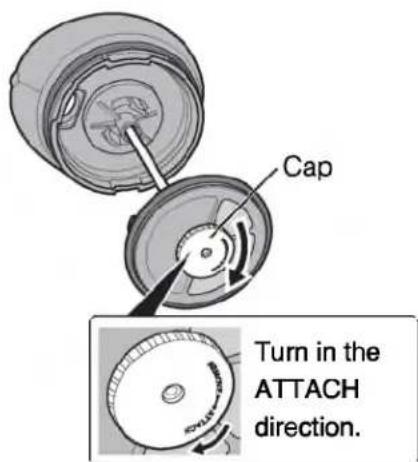 Cap Turn in the ATTACH direction.