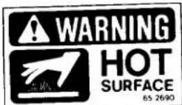 WARNING HOT SURFACE 65 2690