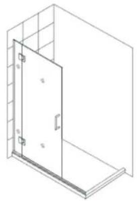 Isometric line drawing of a door frame inside a cabinet (no text or symbols)