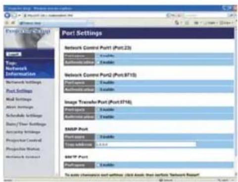 Port Settings Network Control Port1 (Port:23) Port Setup Network Control Port1 (Port:23) Network Control Port2 (Port:9715) Port Setup Network Control Port2 (Port:9715) Network Control Port2 (Port:9715) Image Transfer Port (Port:9716) Port Setup Network Control Port2 (Port:9716) Network Control Port2 (Port:9716) SNSIP Port Port Setup Network Control Port2 (Port:9716) SNSIP Port Port Setup Network Control Port2 (Port:9716) SMTP Port Port Setup Network Control Port2 (Port:9716) To any change or set without click Access then contacts Network Report!