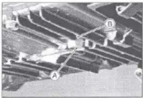 Aerial view of agricultural fields with labeled points A and B, showing no visible text or symbols.