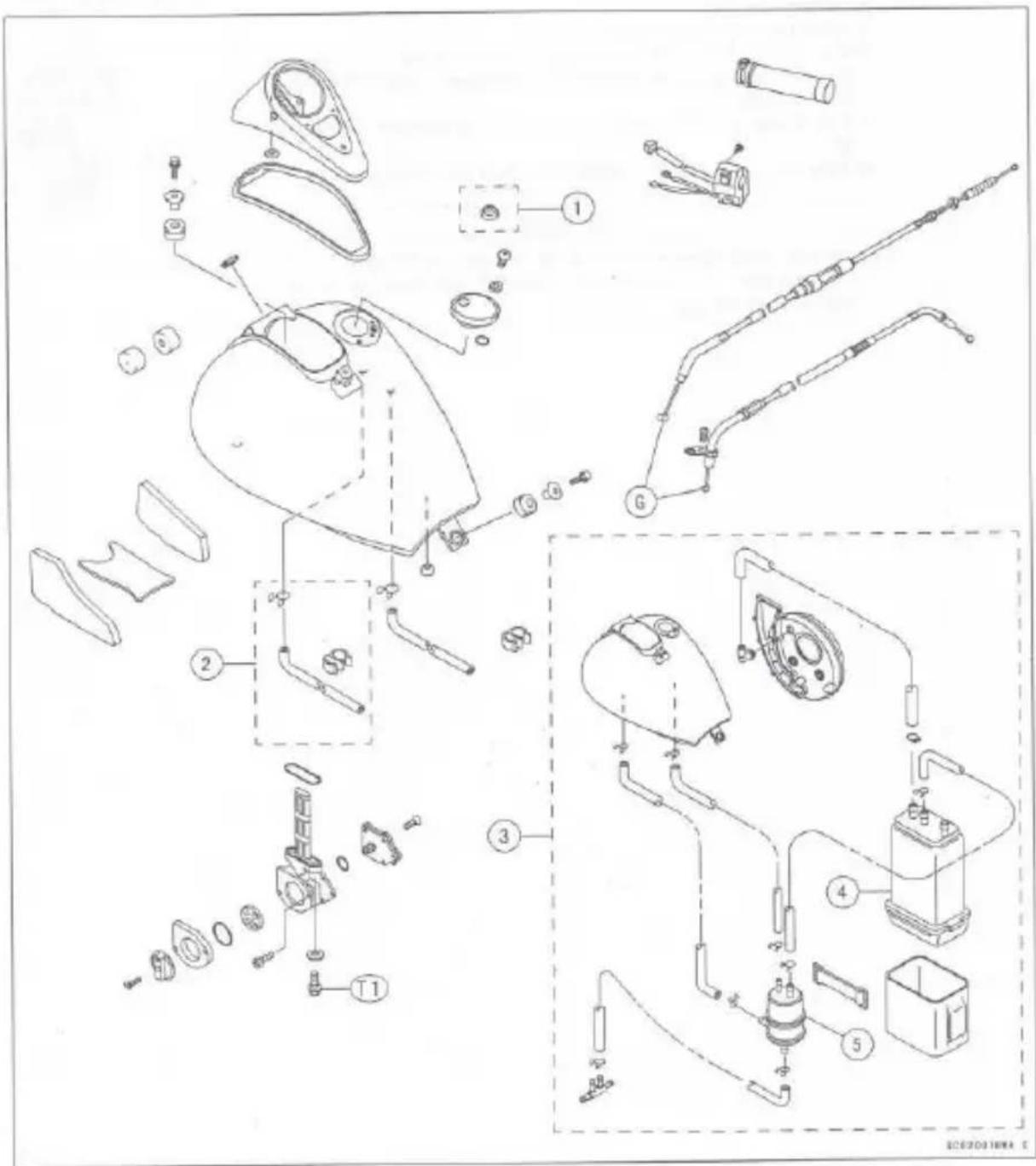 Exploded view diagram of a mechanical device with numbered components for identification