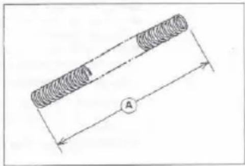 Diagram of a cylindrical object with two threaded rods and a circular symbol labeled 'A' at the base (no text or symbols beyond basic geometry)