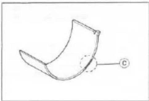 Simple line drawing of a curved, segmented object with a labeled point C (no text or symbols beyond the label)