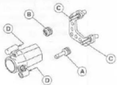 Technical diagram of mechanical components with labeled parts A, B, C, D