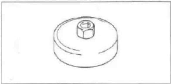 Simple line drawing of a cylindrical object with a hexagonal nut on top (no text or symbols)