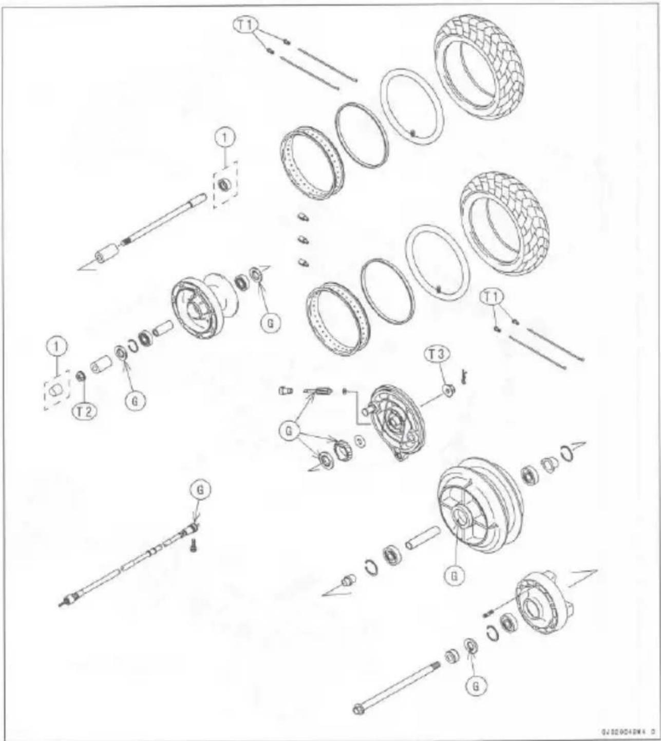 Exploded view diagram of a mechanical assembly with labeled components and assembly steps