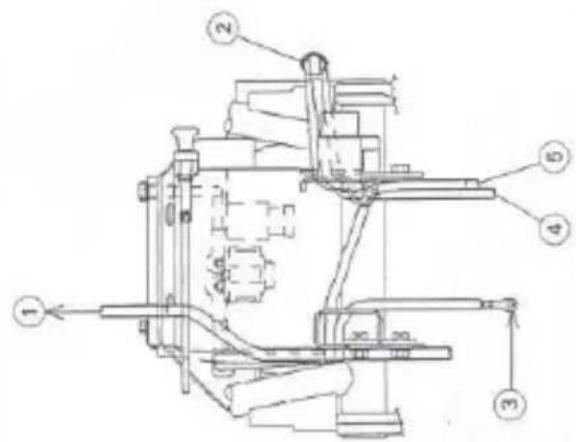 Technical diagram of a mechanical device with numbered components and directional arrows indicating flow or movement.