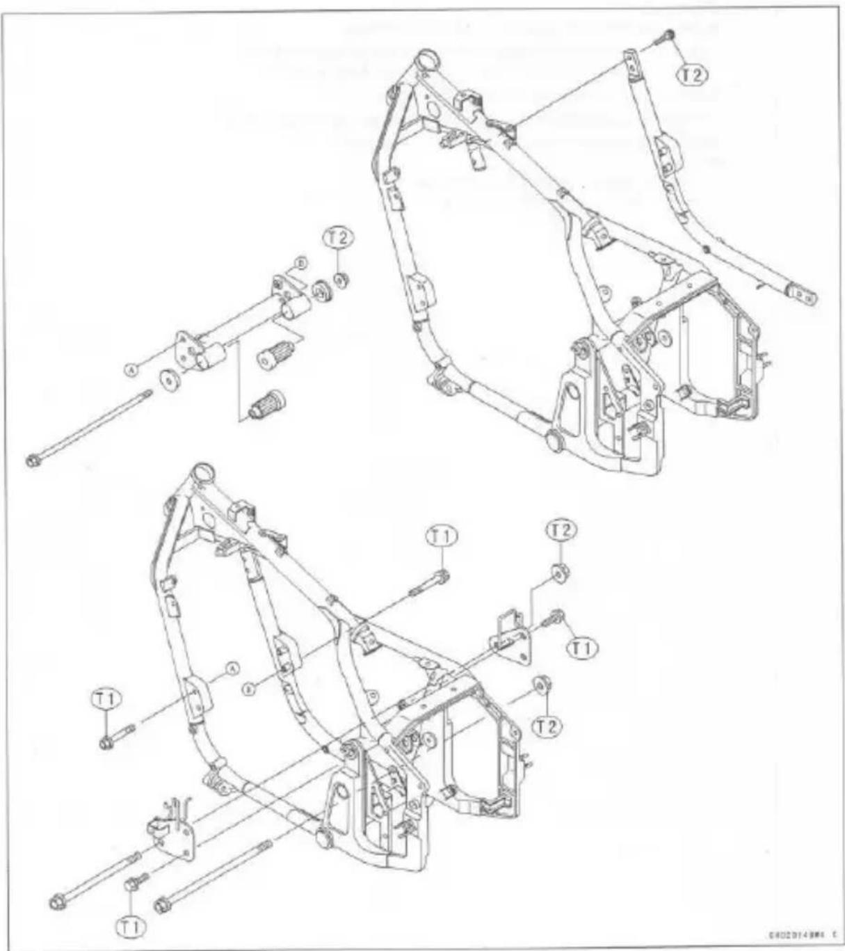 Technical diagram of a mechanical assembly with labeled parts and exploded views