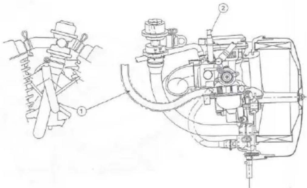 Technical diagram of a mechanical assembly with labeled parts, showing exploded and assembled views of a vehicle's internal components.