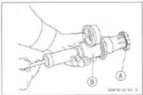 Technical diagram showing a mechanical assembly with labeled parts A and B, likely for engineering or manufacturing documentation.