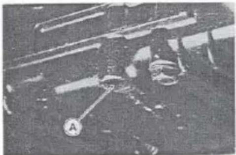 Close-up of a mechanical component with labeled part 'A' (no readable text or symbols beyond label)