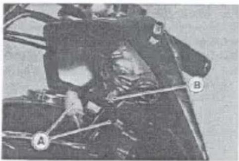 Close-up of a mechanical component with labeled parts A and B (no readable text or symbols)