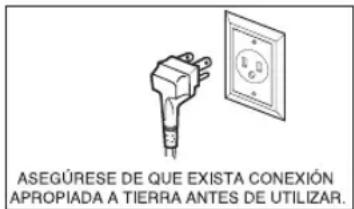 ASEGÜRESE DE QUE EXISTA CONEXIÓN APROPIADA A TIERRA ANTES DE UTILIZAR.