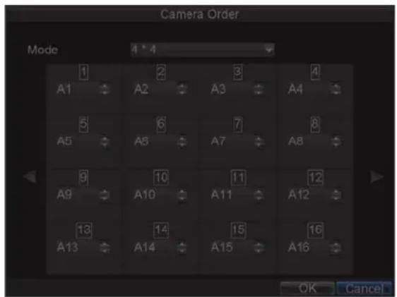 Camera Order Mode 4 * 4 1 2 3 4 A1 A2 A3 A4 5 6 7 8 A5 A8 A7 A8 9 10 11 12 A9 A10 A11 A12 13 14 15 16 A13 A14 A15 A16 OK Cancel