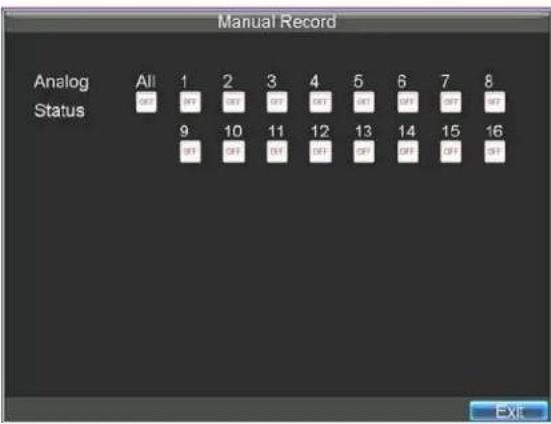 Manual Record Analog Status All 1 2 3 4 5 6 7 8 9 10 11 12 13 14 15 16 01 02 03 04 05 06 07 08 EXIT