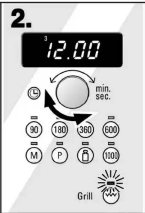 2. 12.00 min. sec. 90 180 360 600 M P 1000 Grill