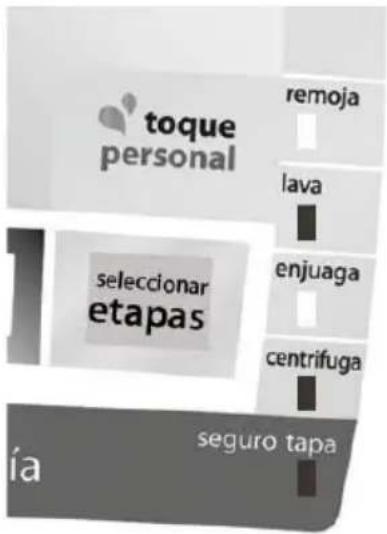 toque personal remoja lava enjuaga seleccionar etapas centrifuga seguro tapa ía