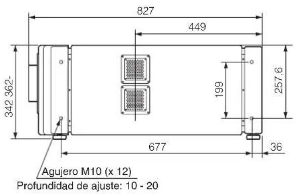 827 449 342 362- 199 257,6 677 36 Agujero M10 (x 12) Profundidad de ajuste: 10 - 20