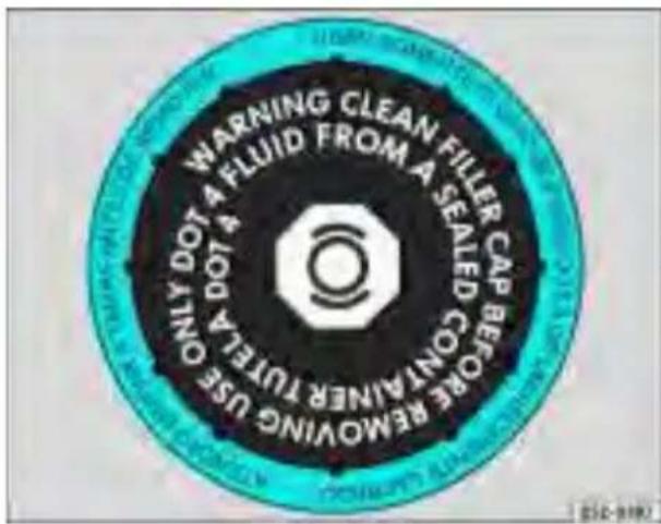 WARNING CLEAN FILLER CAP BEFORE REMOVING USE ONLY DOT 4 FLUID FROM A SEALED CONTAINER NOT A DOTS OPENING LEMONIC