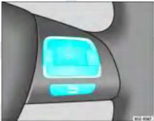 VOLKSWAGEN SpaceFox (2014) - Exemplo para o comando do menu com o volante multifunções - 1