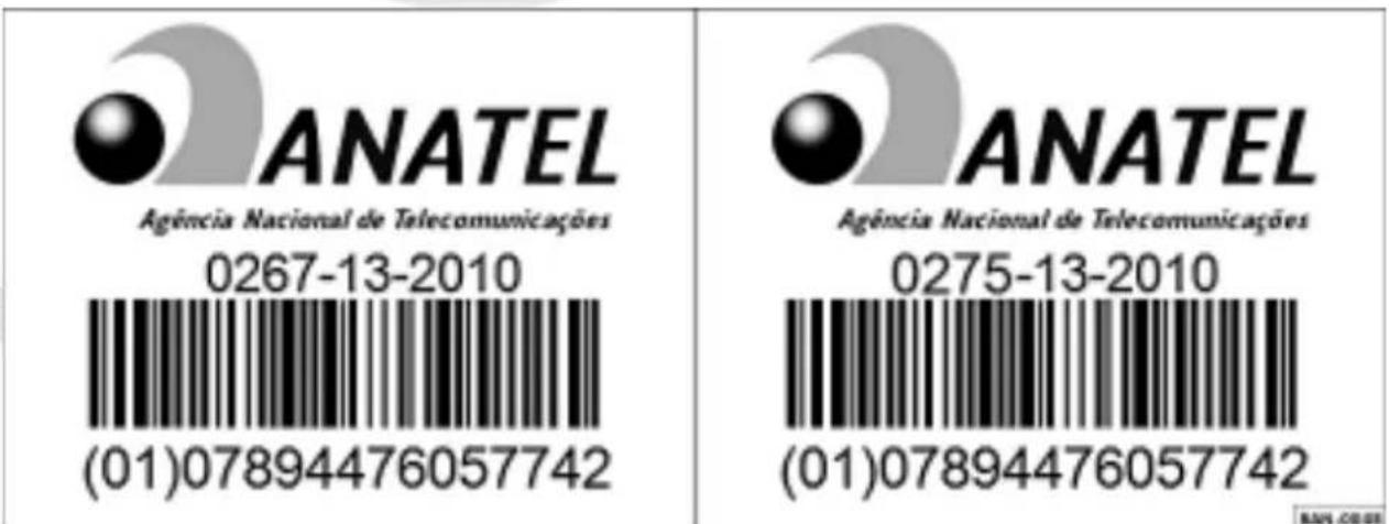 ANATEL Agência Nacional de Telecomunicações 0267-13-2010 (01)07894476057742 ANATEL Agência Nacional de Telecomunicações 0275-13-2010 (01)07894476057742