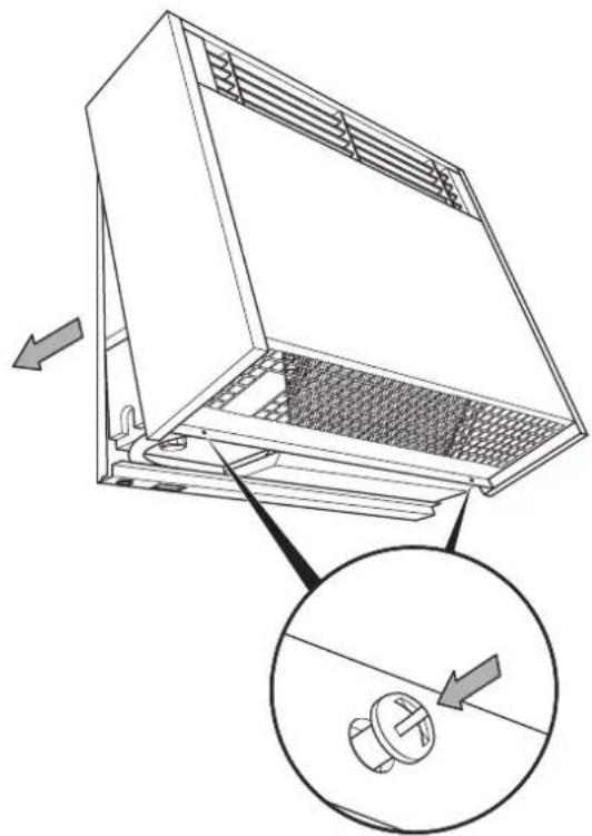 Technical line drawing of a mechanical device with an inset showing a close-up of a component (no text or symbols present)