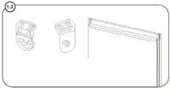 Technical line drawing of three electronic components: a battery pack, a switch, and a door panel (no text or symbols)
