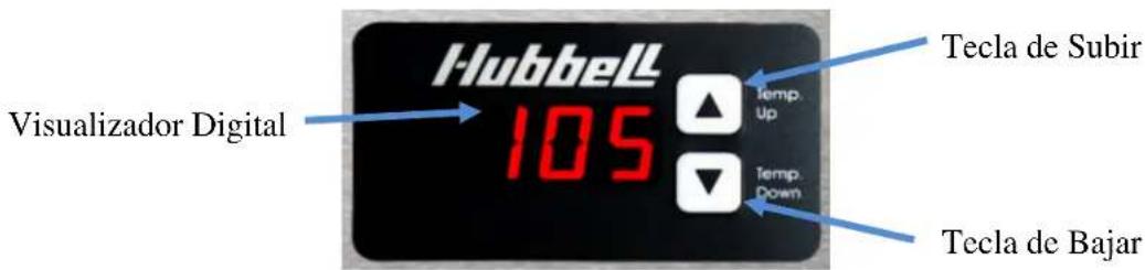 Hubbell 105 Visualizador Digital Temp. Up Temp. Down Tecla de Subir Tecla de Bajar