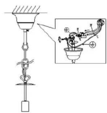 Technical diagram showing a mechanical assembly with labeled components and an inset view of a device with attached parts.