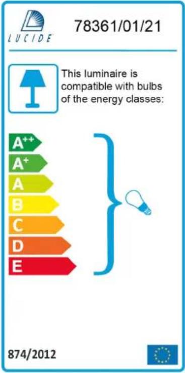 78361/01/21 This luminaire is compatible with bulbs of the energy classes: A++ A+ A B C D E 874/2012