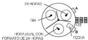 24 HORAS DIA HORA DUAL CON FORMATO DE 24 HORAS A 123 B FECHA