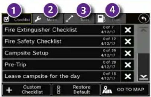 1 2 3 4 Checklist Mort Trats Fuel Fire Extinguisher Checklist 0 of 7 4/12/17 Fire Safety Checklist 0 of 12 4/12/17 Campsite Setup 0 of 29 4/12/17 Pre-Trip 0 of 28 4/12/17 Leave campsite for the day 0 of 15 4/12/17 + Custom Checklist Restore Default GO TO MAP