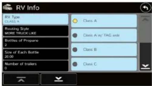 RV Info RV. Type CLASS A Routing Style MORE TRUCK LIKE Bottles of Propane 2 Size of Each Bottle 20.00 Number of trailers 0 Class A Class A w/ TAG axis Class B Class C