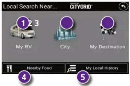 Local Search Near... CITYGRID® 1 2 3 My RV City My Destination Nearby Food My Local History 4 5