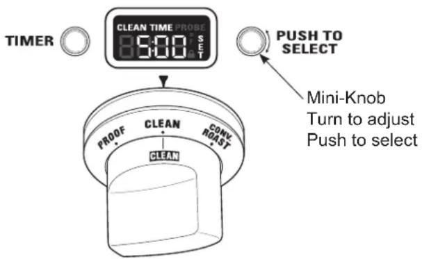 TIMER CLEAN TIME PROBE 8:00 SET PUSH TO SELECT PROOF CLEAN CONV. CLEAN ROAST Multi-Knob Turn to adjust Push to select