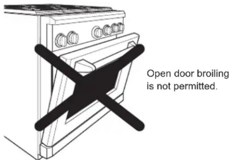 Open door broiling is not permitted.