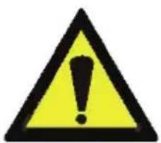 Yellow triangular warning sign with black exclamation mark symbol