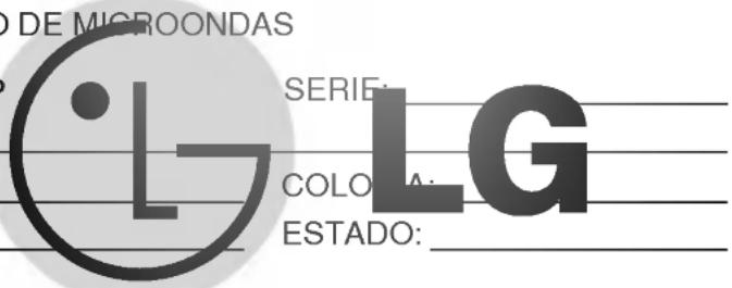 DE MICROONDAS SERIE: LG COLO: ESTADO: