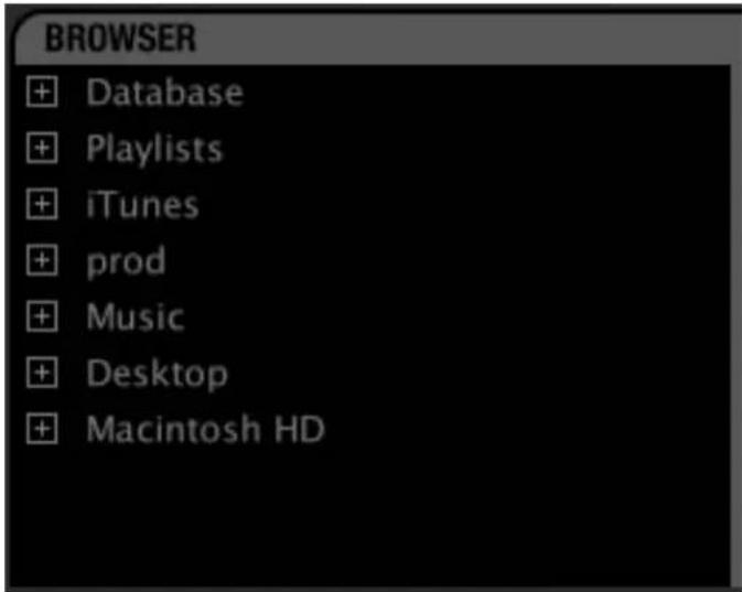 BROWSER + Database + Playlists + iTunes + prod + Music + Desktop + Macintosh HD