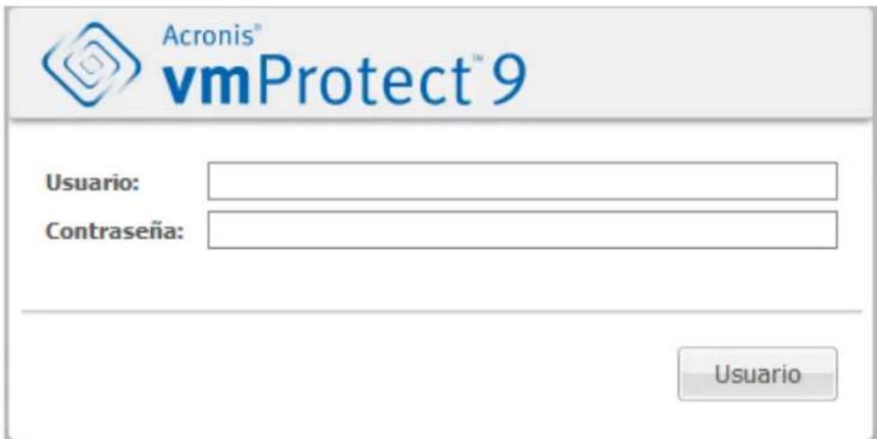 Acronis® vmProtect™ 9 Usuario: Contraseña: Usuario