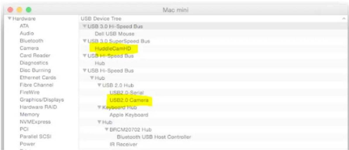 Mac mini Hardware ATA Audio Bluetooth Camera Card Reader Diagnostics Disc Burning Ethernet Cards Fibre Channel FireWire Graphics/Displays Hardware RAID Memory NVMExpress PCI Parallel SCSI Power USB Device Tree USB 3.0 Hi-Speed Bus Dell USB Mouse USB 3.0 SuperSpeed Bus HuddleCamHD USB Hi-Speed Bus Hub USB Hi-Speed Bus Hub USB 2.0 Hub USB2.0-Serial USB2.0 Camera Keyboard Hub Apple Keyboard Hub BRCM20702 Hub Bluetooth USB Host Controller IR Receiver