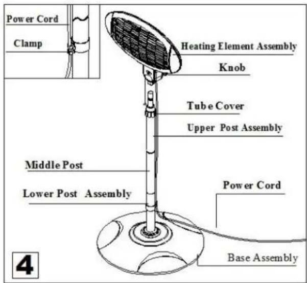 Power Cord Clamp Heating Element Assembly Knob Tube Cover Upper Post Assembly Middle Post Lower Post Assembly Power Cord Base Assembly