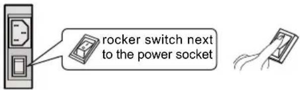 rocker switch next to the power socket