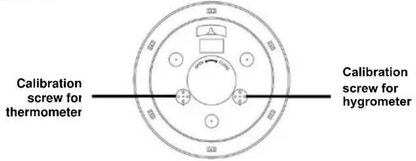 Calibration screw for thermometer Calibration screw for hygrometer