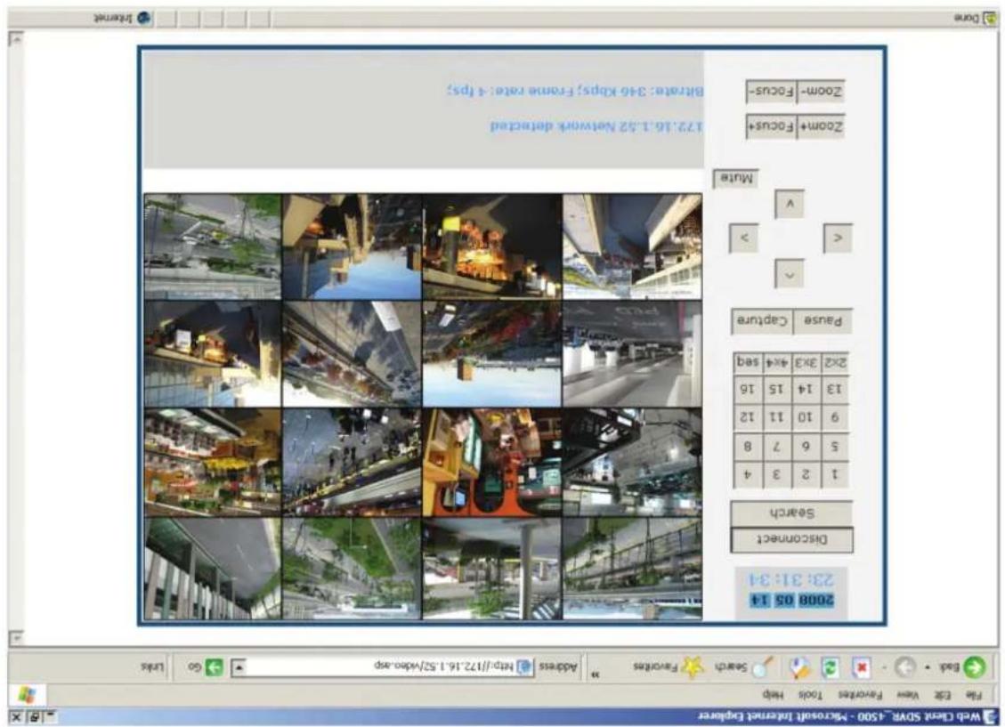 2008 05:13 23:31:34 File Edit View Favorites Tools Help File Edit View Favorites Tools Help Wid CDK STOP-1500 - Microsoft Internet Explorer Address Net/172.16.1.SZ/video.asp Sendiri Favorites 3x 4x 5x 6x 7x 8x 9x 10x 11x 12x 13x 14x 15x 16x 2x2 3x3 4x4 5x4 6x4 7x4 8x4 9x4 10x4 11x4 12x4 Pause Capture V Mute Zoom+ Focus+ 172.16.1.52 Network detected Zoom-Focus- 34o fps Brate: 34o kbps/Frame rate: 4 fps
