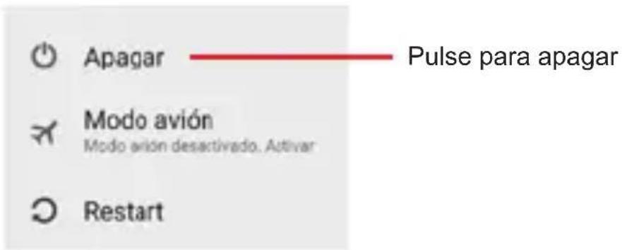 Apagar Pulse para apagar Modo avión Modo avión desactivado. Activar Restart