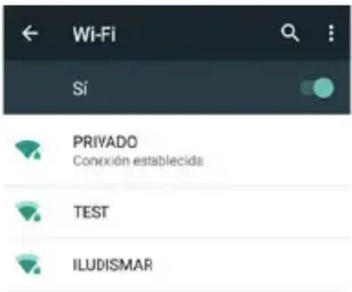 Wi-Fi Sí PRIVADO Conexión establecida TEST ILUDISMAR