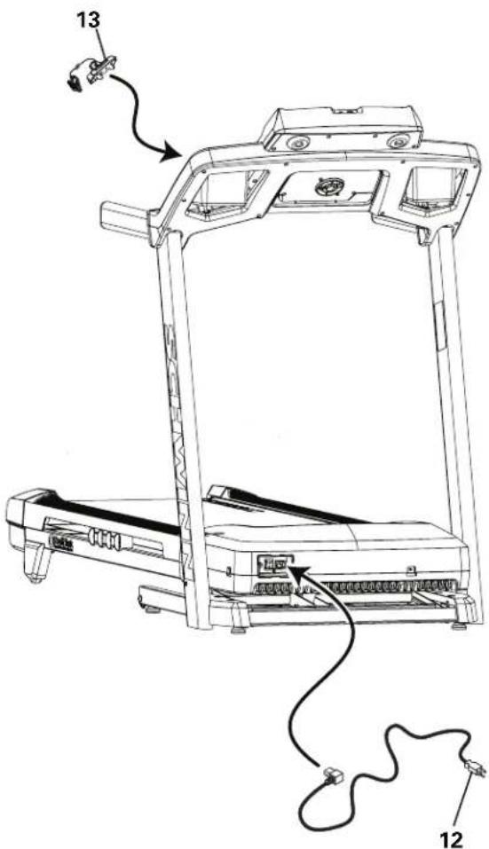 Schwinn Journey 8.0 - Conecte el cable de alimentación y la llave de seguridad al ensamblaje del armazón - 2